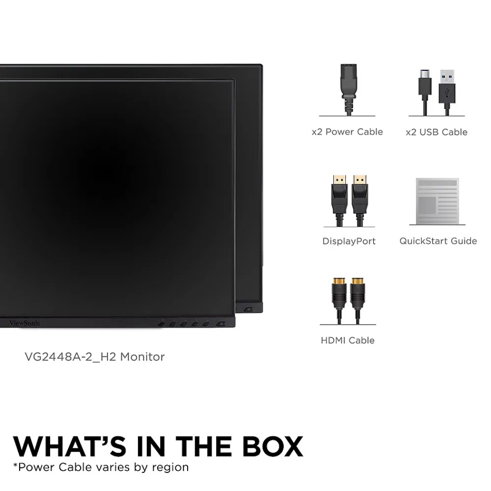 Clearance ViewSonic Dual Pack Head-Only 24" 60Hz LCD Monitor, Black (VG2448A-2_H2)