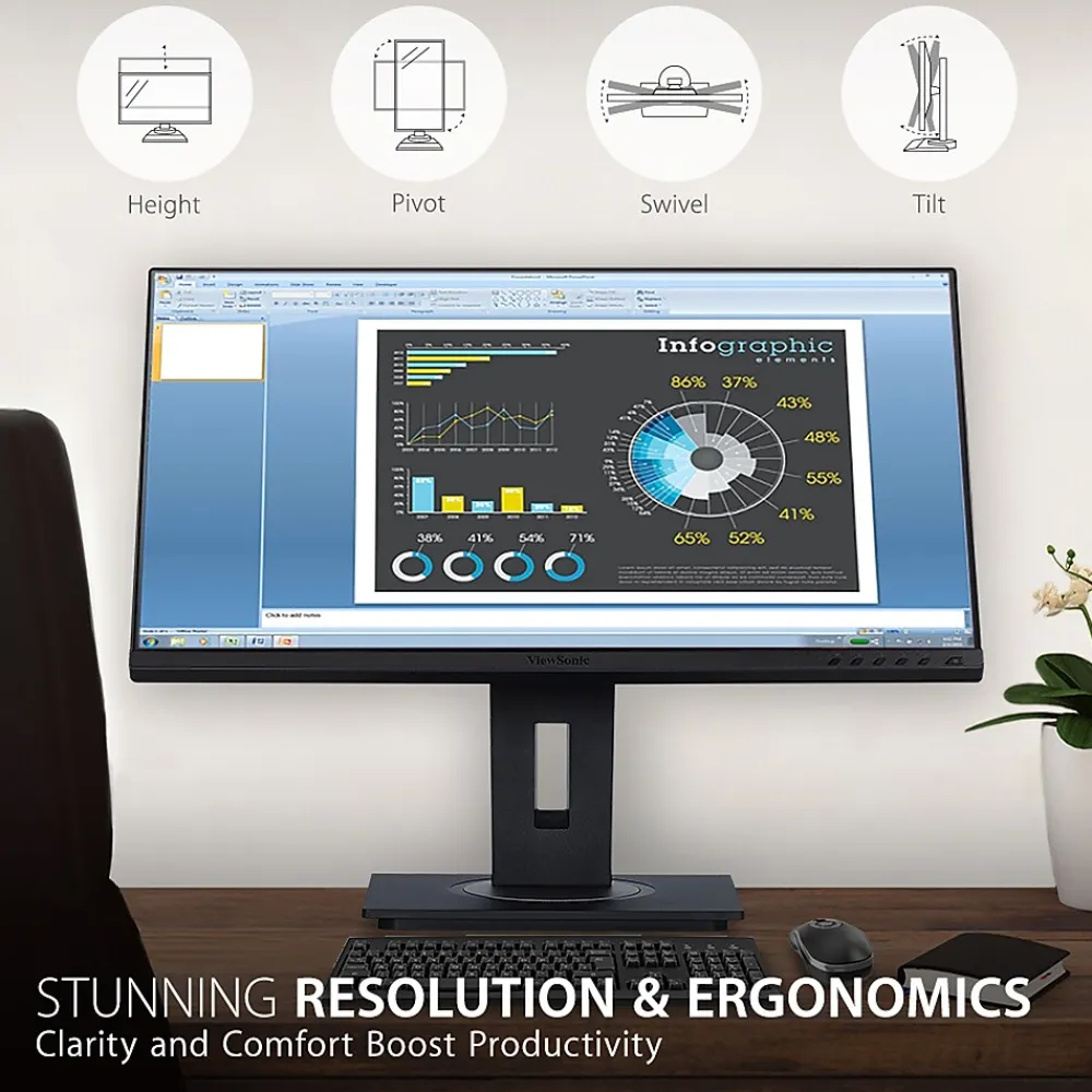 Online ViewSonic Ergonomic 24" 60 Hz LED Monitor, Black (VG2448A)