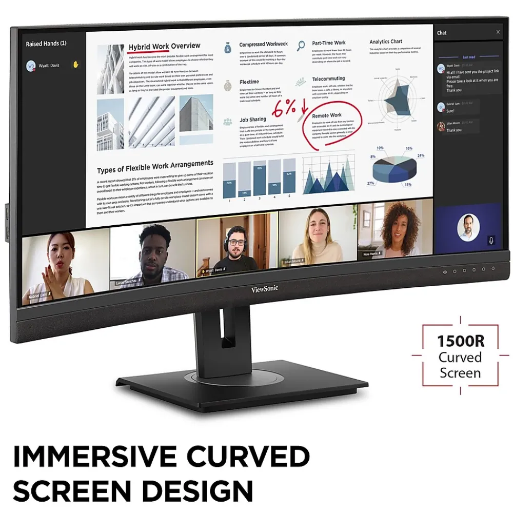 Clearance ViewSonic Ergonomic 34" Curved 100Hz LED Monitor, Black (VG3456C)
