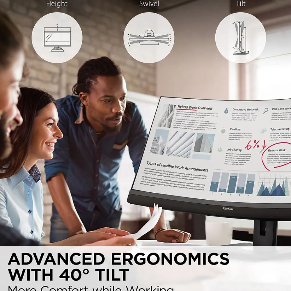 Clearance ViewSonic Ergonomic 34" Curved 100Hz LED Monitor, Black (VG3456C)