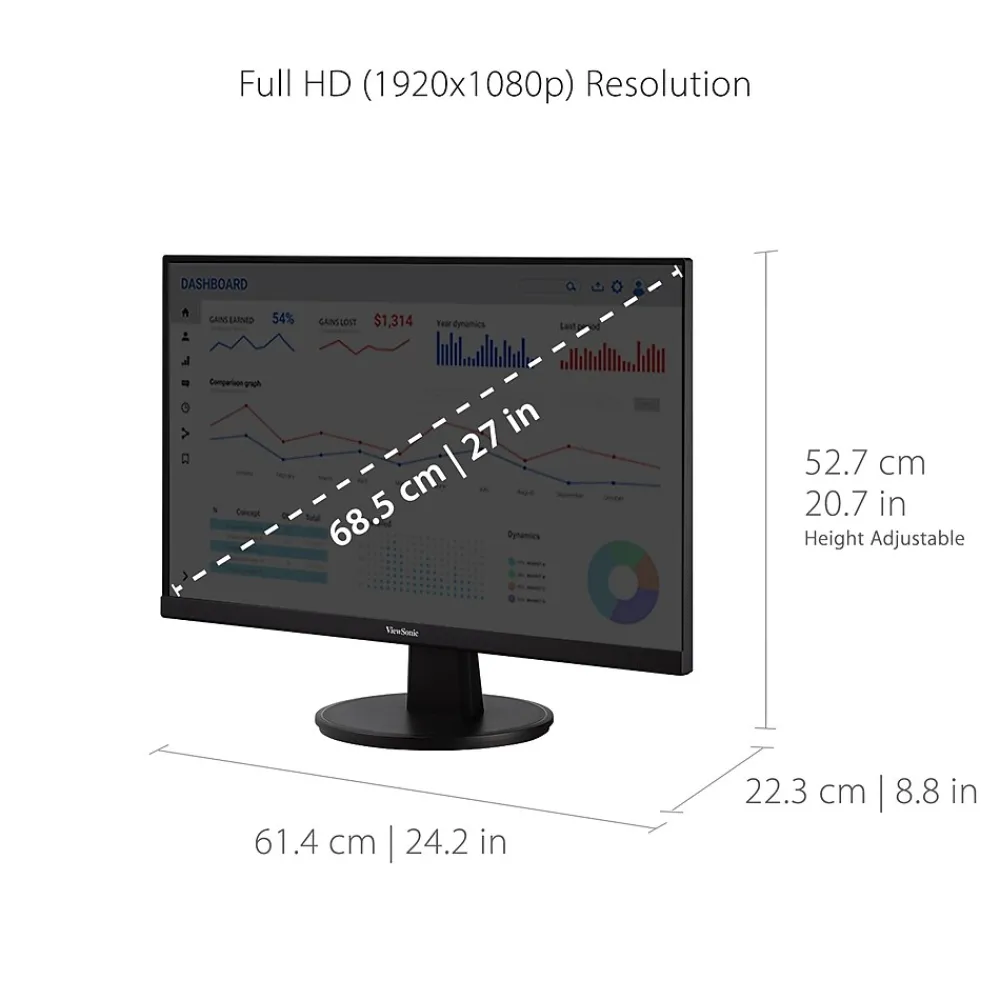 Hot ViewSonic Ergonomic 27" 100Hz LED Monitor, Black (VA2747-MHJ)