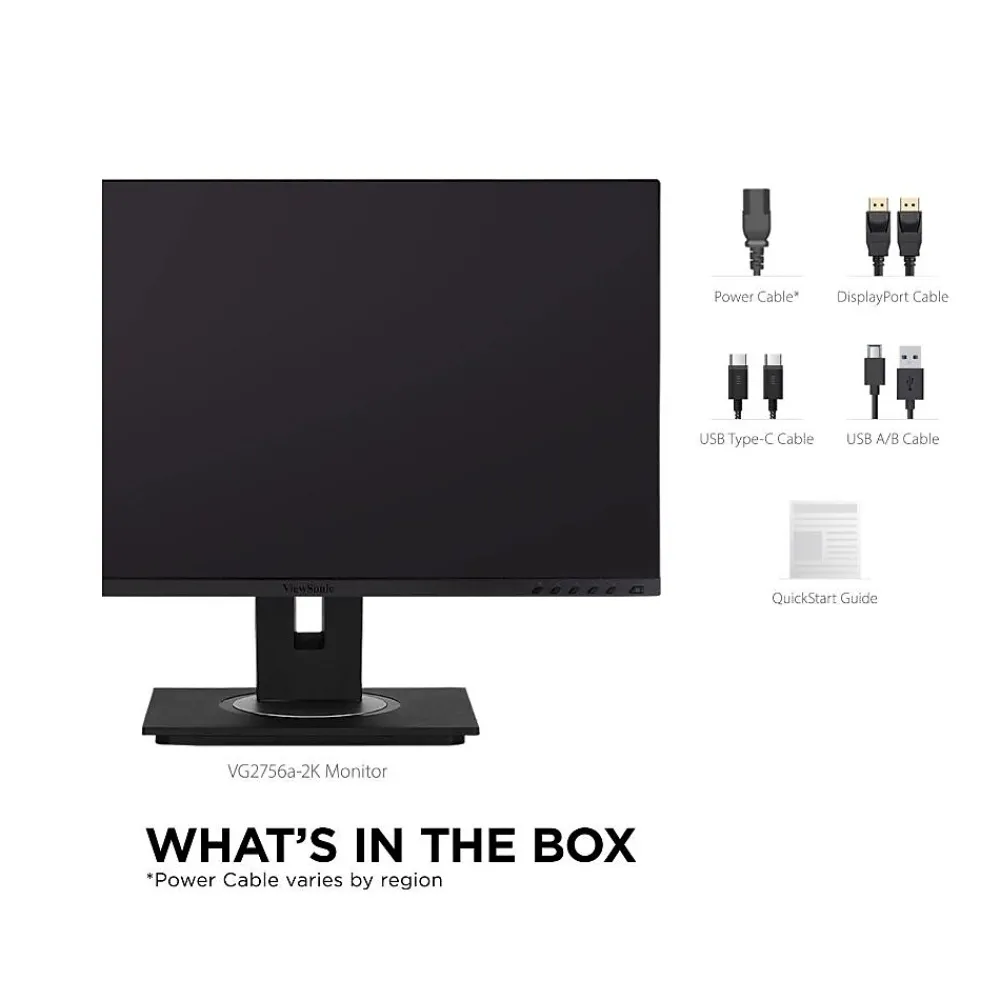 New ViewSonic Ergonomic 27" 60Hz LCD Monitor, Black (VG2756A-2K)