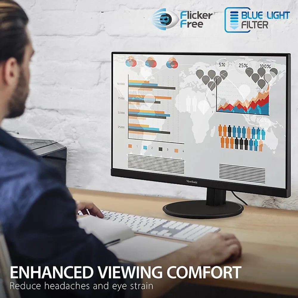 Clearance ViewSonic Ergonomics 24" 100Hz LED Monitor, Black (VA2447-MHJ)