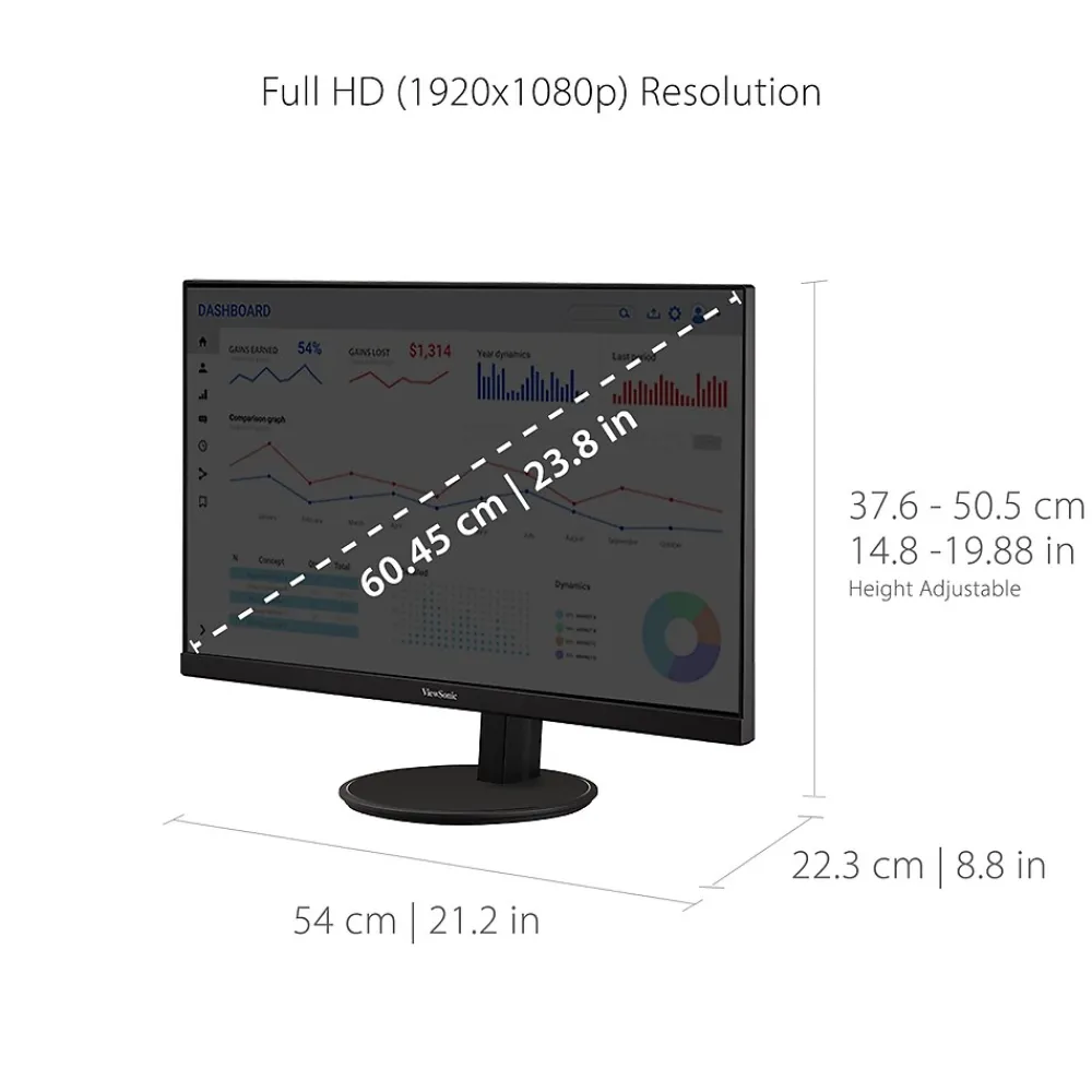 Clearance ViewSonic Ergonomics 24" 100Hz LED Monitor, Black (VA2447-MHJ)