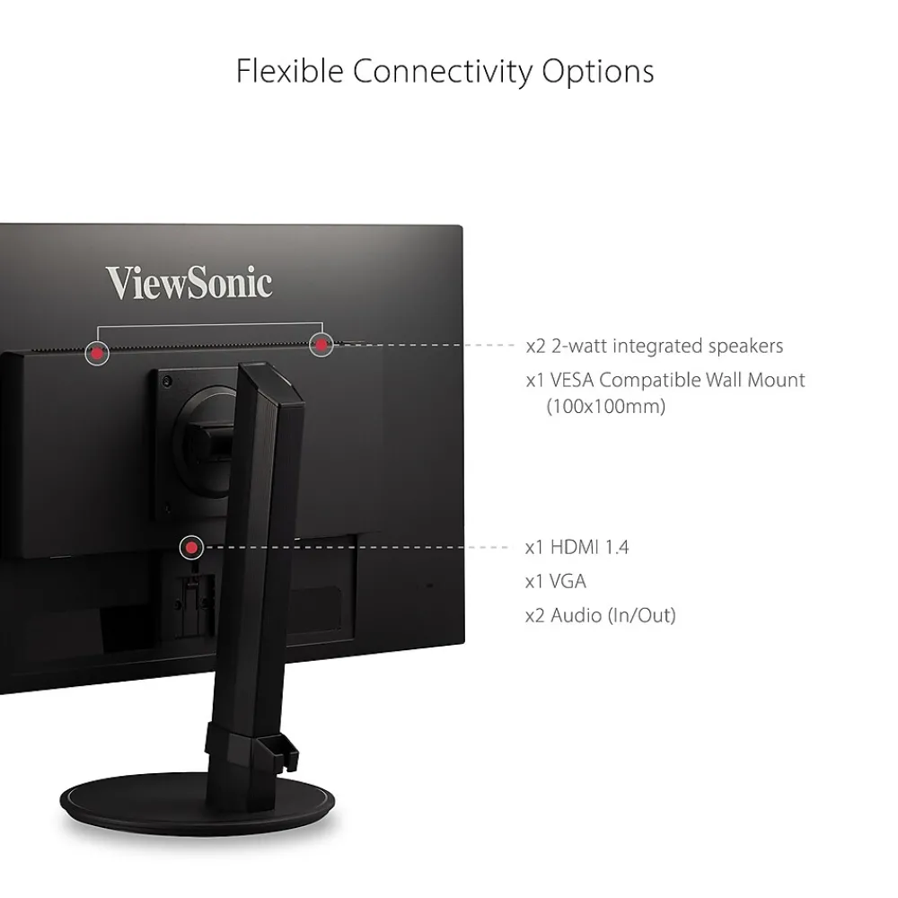 Clearance ViewSonic Ergonomics 24" 100Hz LED Monitor, Black (VA2447-MHJ)