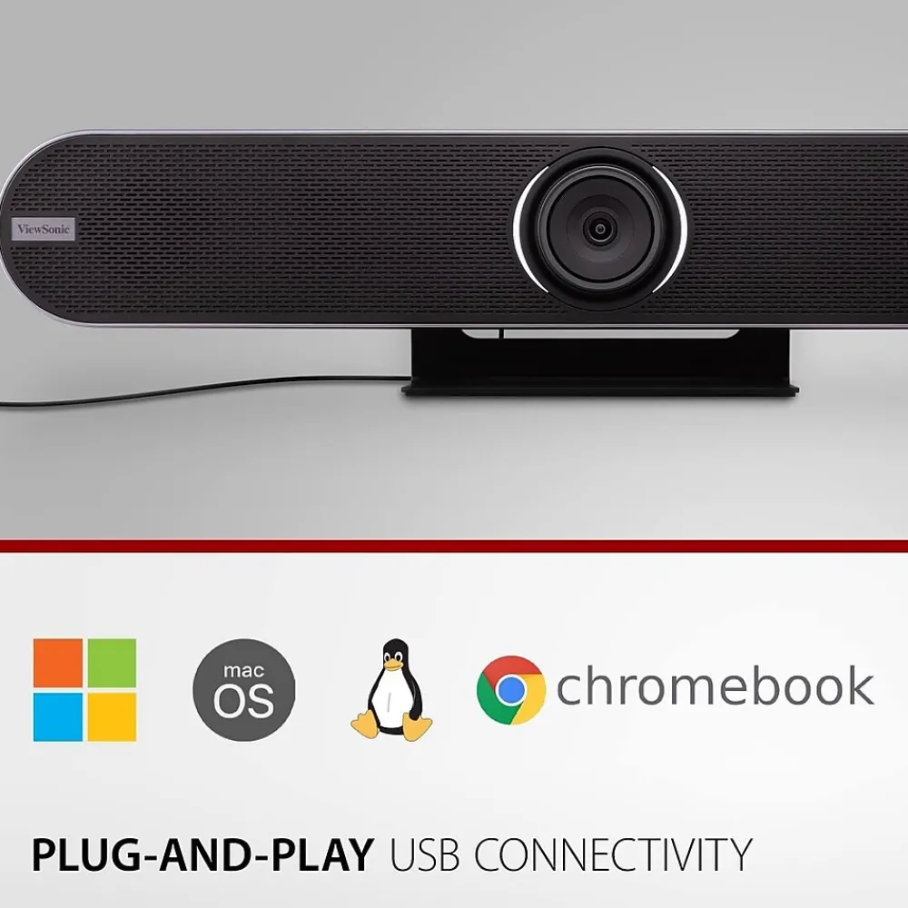 Sale ViewSonic 4K (3840 x 2160) Wide-Angle Conference Webcam, 8 Megapixels, Black (VB-CAM-201)