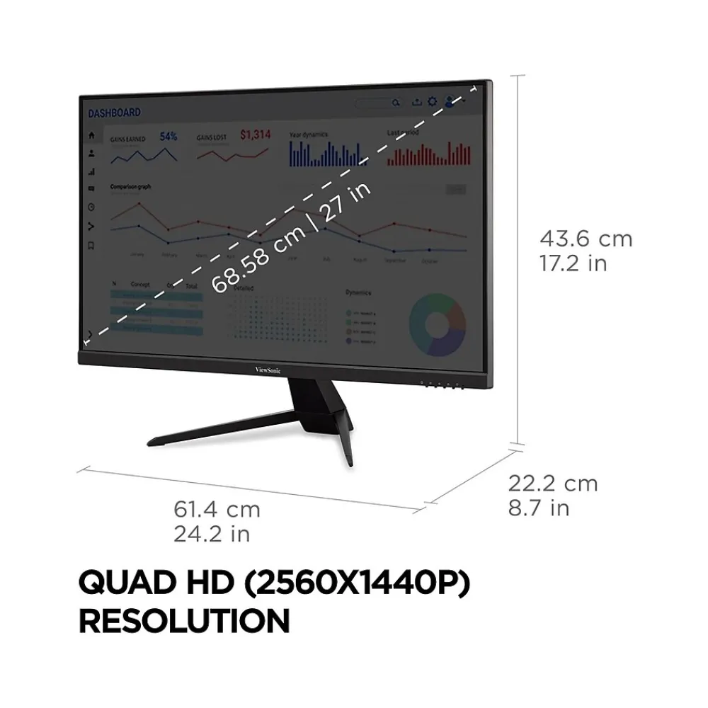 New ViewSonic Thin-Bezel 27" 75Hz LED Monitor, Black (VX2767U-2K)