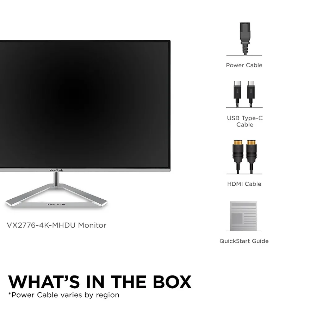 Hot ViewSonic Thin-Bezel 27" 4K Ultra HD 60Hz LED Monitor, Silver (VX2776-4K-MHDU)