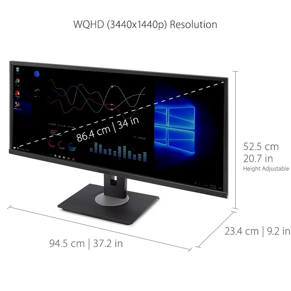 Hot ViewSonic UltraWide WQHD 34" 60 Hz LCD Monitor, Black (VG3456)