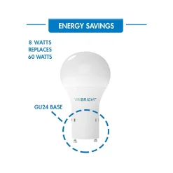 Viribright Viripro PRO Pack 8-Watt Cool White LED General-Purpose Bulb, 50/Box (640336-50P)