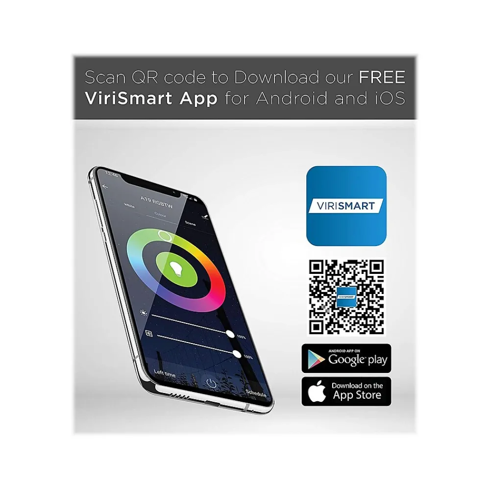 Viribright Wi-Fi 60W Equivalent A19 LED Smart Light Bulb, White (658101)