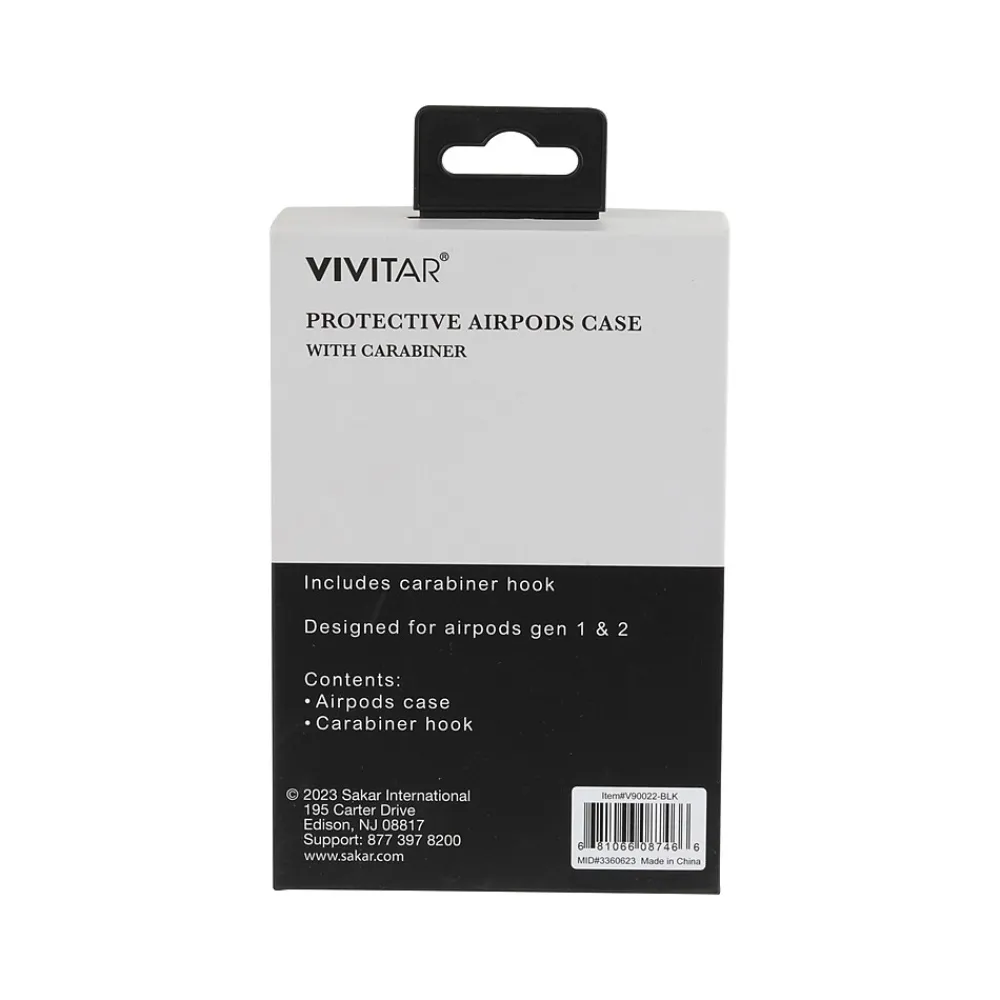 Case with Carabiner for AirPods, Black (V90022BLKSTK12)<Vivitar Discount