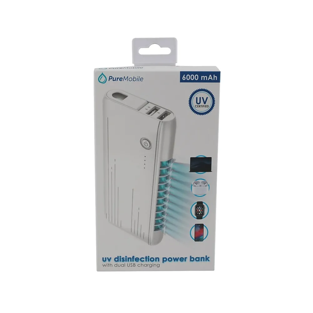 PureMobile USB Power Bank for Cellular Most Smartphones, 6000mAh, White (VPUR1011)<Vivitar