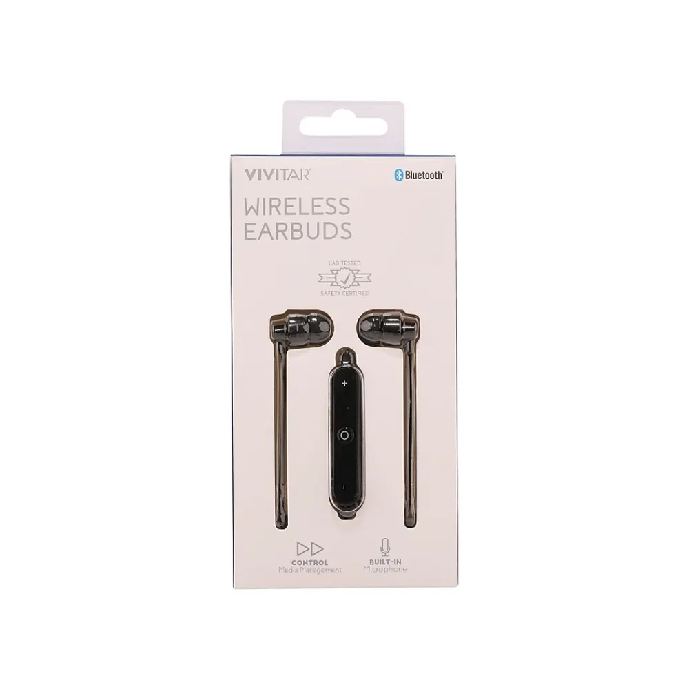Wireless Earbuds, Bluetooth, Black (MOVZ40028BTK324)<Vivitar Clearance
