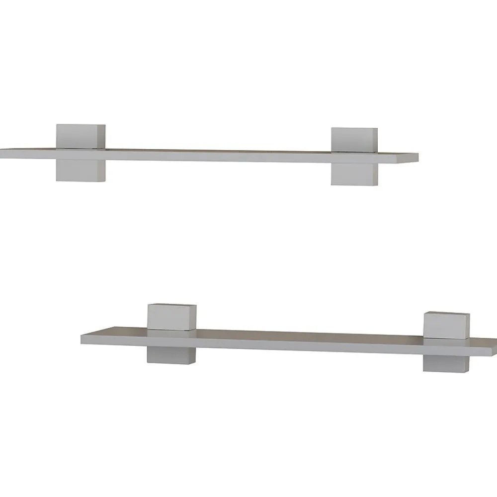 Shelving*V-Light MDF Wall-Mounted Shelf, 22", White, 2/Pack (VW141023W)