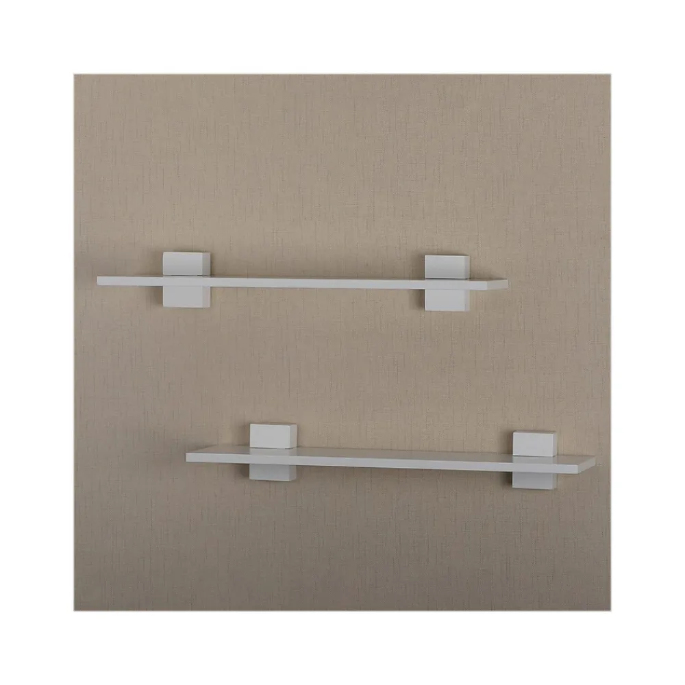 Shelving*V-Light MDF Wall-Mounted Shelf, 22", White, 2/Pack (VW141023W)