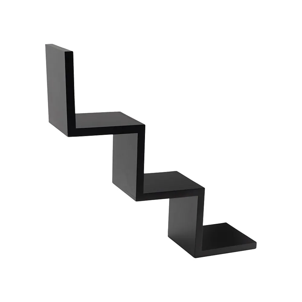 Shelving*V-Light 3-Shelf Wall-Mounted Ladder-Style Unit, 17.25", Black (VW161006B)