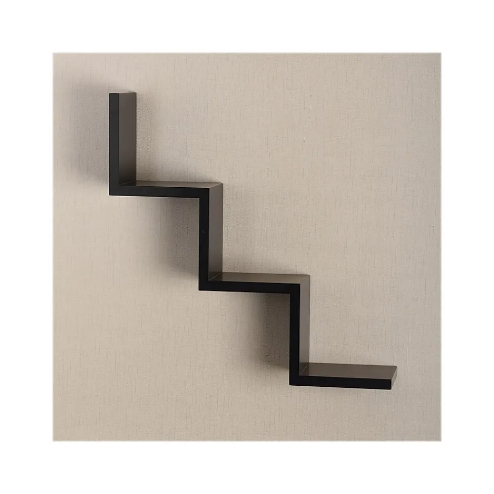 Shelving*V-Light 3-Shelf Wall-Mounted Ladder-Style Unit, 17.25", Black (VW161006B)