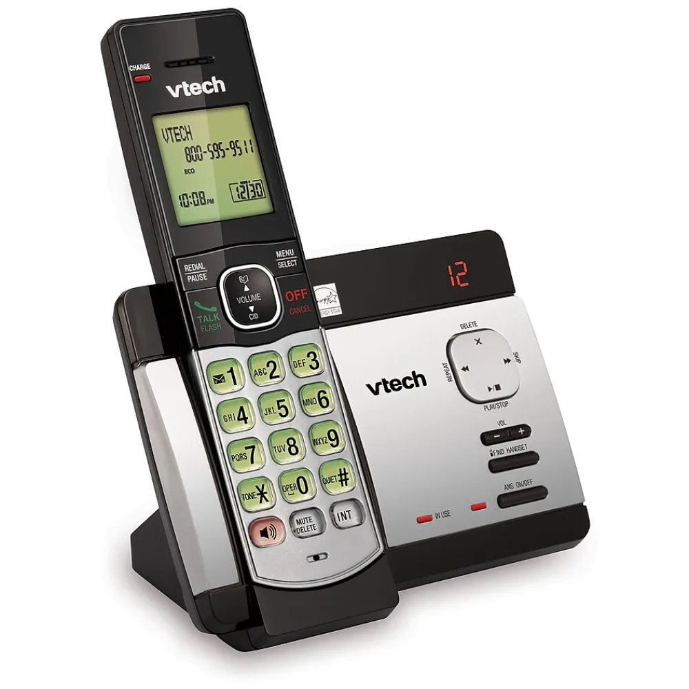 VTech Cordless Phone with Digital Answering, Silver/Black (CS5129)