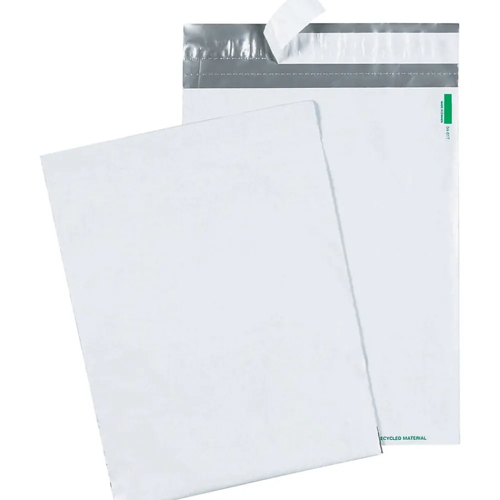 Outlet Staples 9"W x 12"L Redi-Strip Poly Mailers, White, 100/Pack (QUA46190)