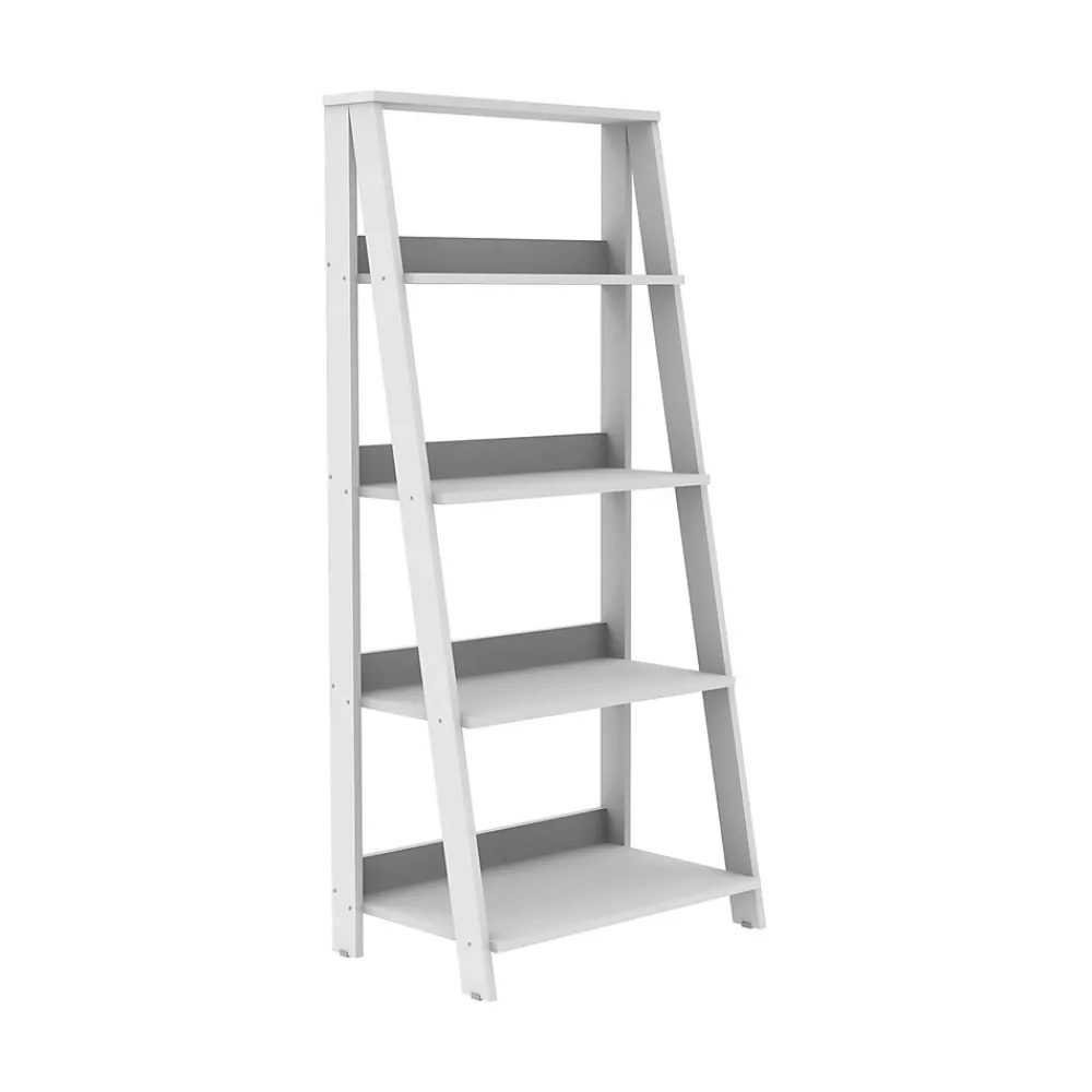 Shelving*Walker Edison 55" Wood Ladder Bookshelf - White (SPS55LDWH)