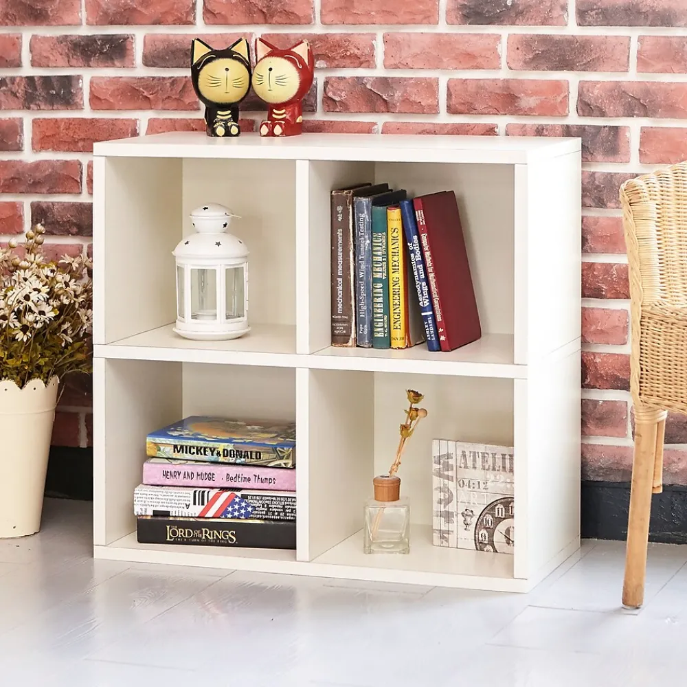 Bookcases*Way Basics 24.8"H 4 Cubby Bookcase, Stackable Organizer and Modern Eco Storage Shelf, White (WB-4CUBE-2-WE)
