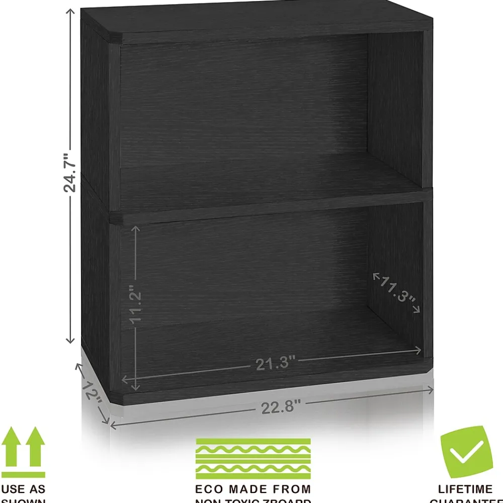 Bookcases*Way Basics 24.7"H Webster 2-Shelf Bookcase Organizer and Modern Eco Storage Shelf Unit, Black Wood Grain (WB-2SHELF-BK)