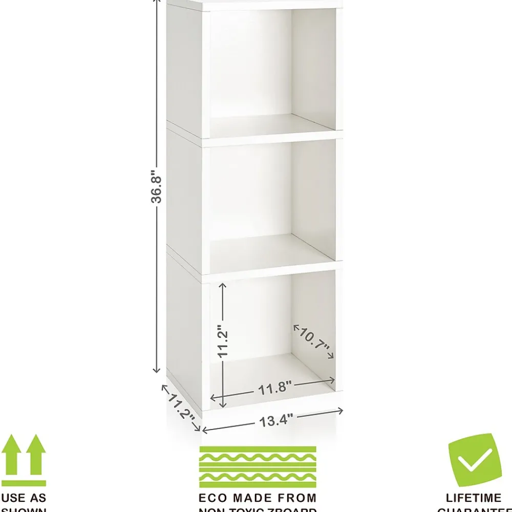 Bookcases*Way Basics 36.8"H Wynwood 3-Cube Narrow Bookcase Organizer and Modern Eco Storage Shelf Unit, White (WB-3CUBE-WE)