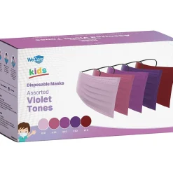 WeCare Disposable Face Masks, Kids, Assorted Violet Tones, 50/Pack (WMN100138)