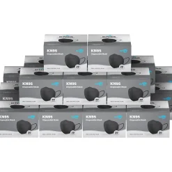WeCare Disposable KN95 Face Mask, Adult, Black, 20 Masks/Box, 50 Boxes/Pack (TBN202937)
