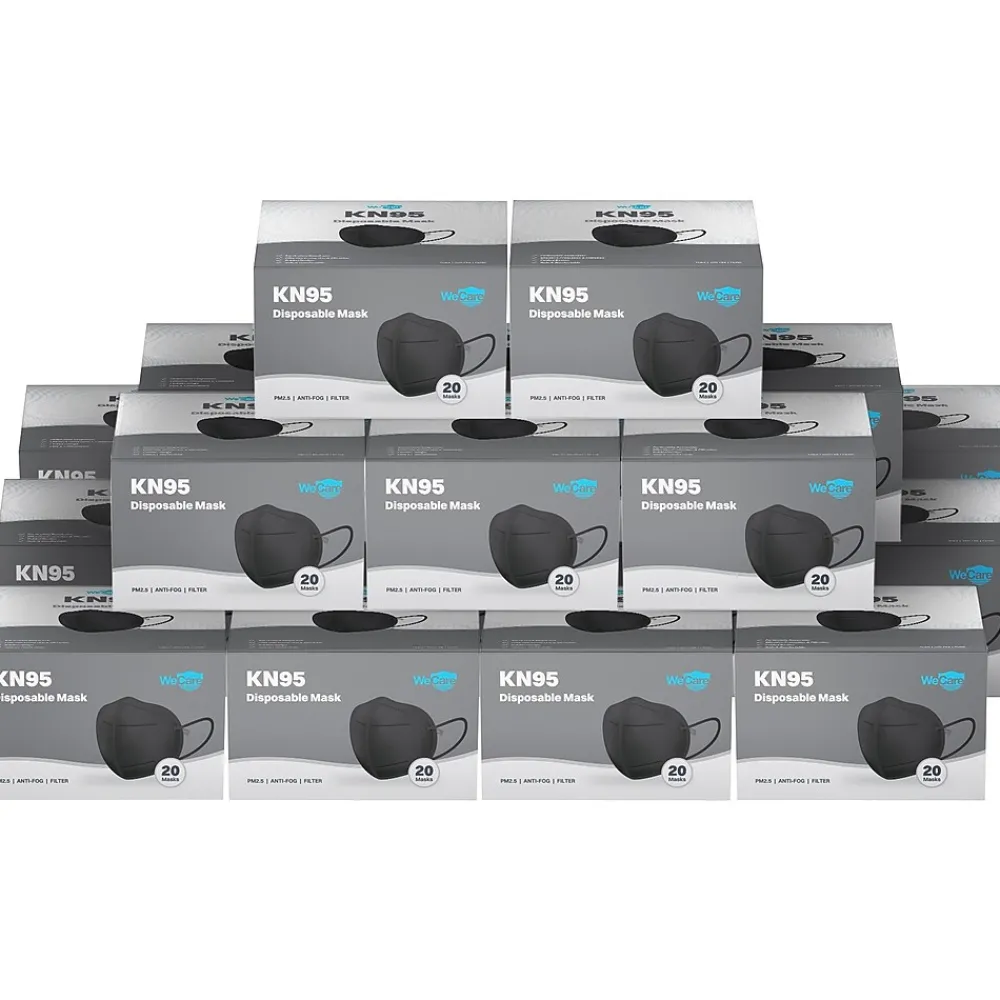 Disposable KN95 Face Mask, Adult, Black, 20 Masks/Box, 50 Boxes/Pack (TBN202937)<WeCare Online