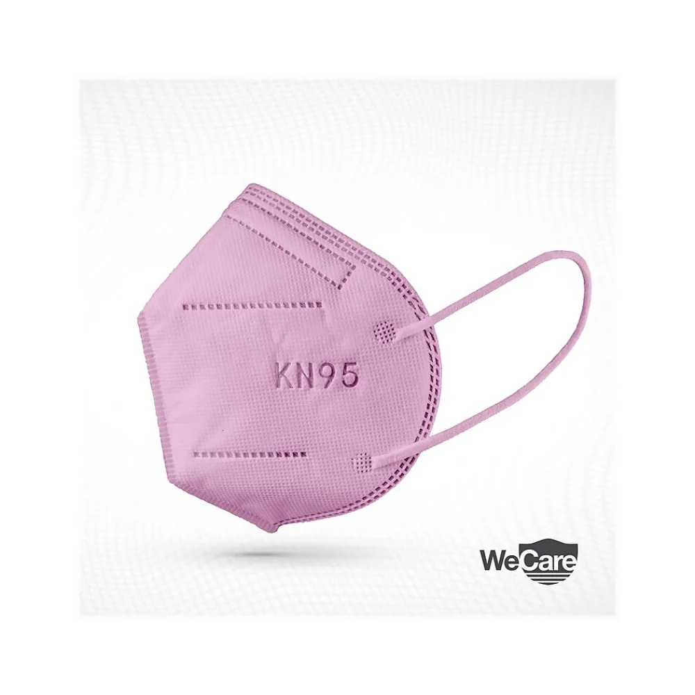 Disposable KN95 Face Mask, Adult, Pink, 20/Pack (WCKN109)<WeCare Best