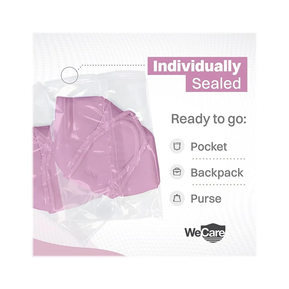 Disposable KN95 Face Mask, Adult, Pink, 20/Pack (WCKN109)<WeCare Best