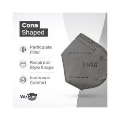 Disposable KN95 Face Mask, Adult, Dark Gray, 20 Masks/Box, 50 Boxes/Pack (TBN203231)<WeCare Sale