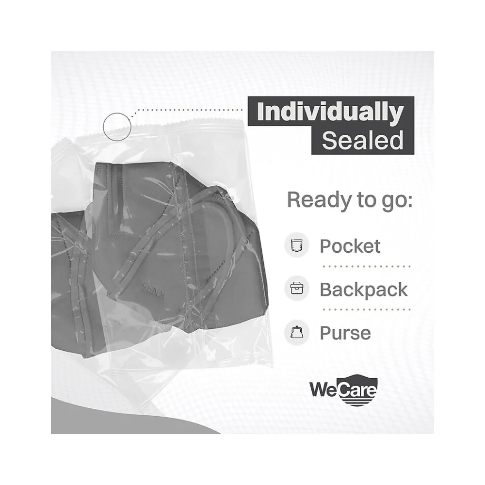 Disposable KN95 Face Mask, Adult, Dark Gray, 20 Masks/Box, 50 Boxes/Pack (TBN203231)<WeCare Sale