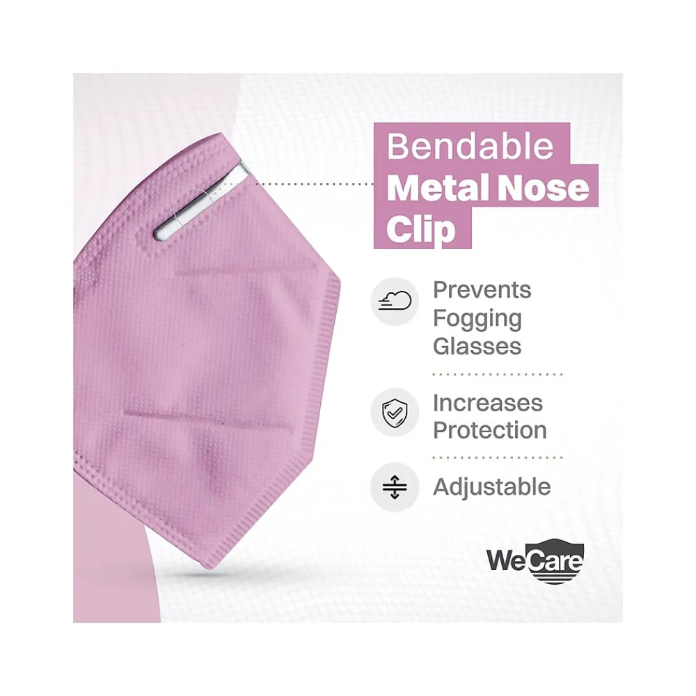 Disposable KN95 Face Mask, Adult, Pink, 20 Masks/Box, 3 Boxes/Pack (TBN203229)<WeCare Sale