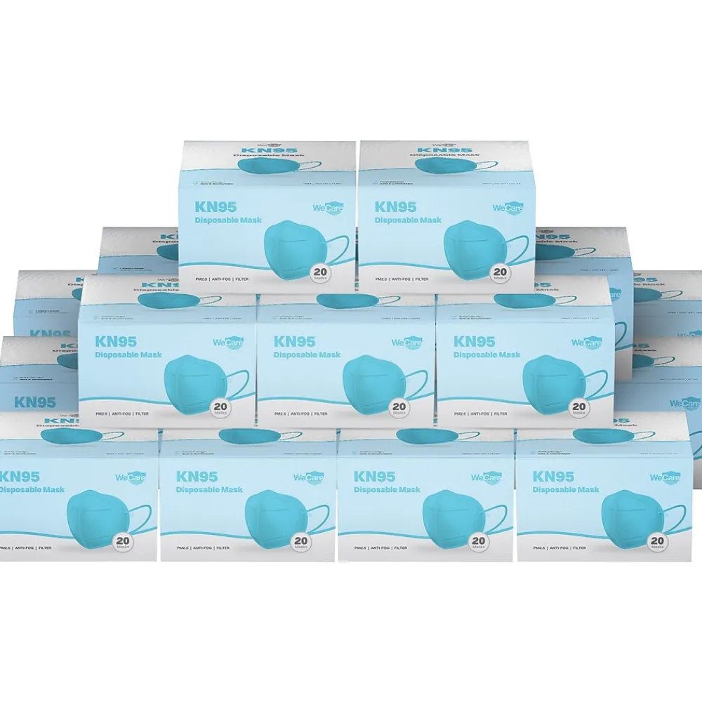Disposable KN95 Face Mask, Adult, Blue, 20 Masks/Box, 50 Boxes/Pack (TBN203230)<WeCare Discount