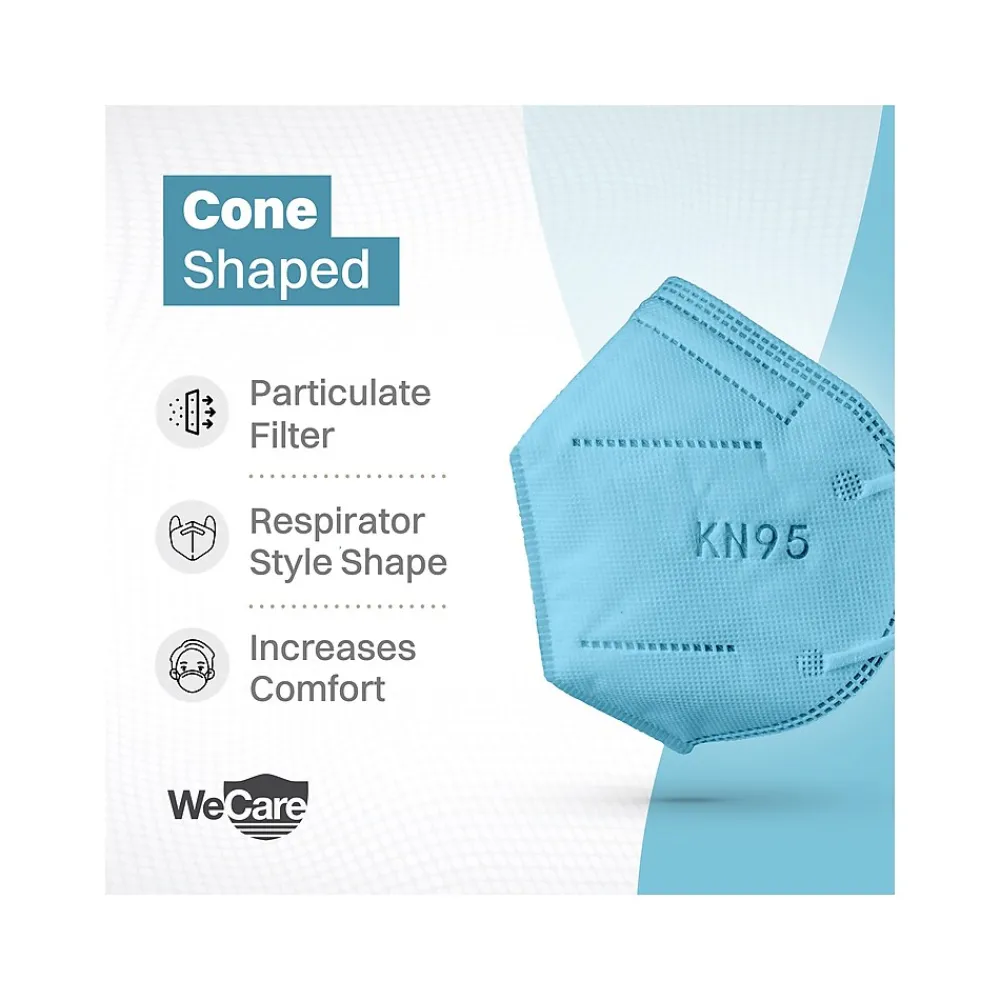 Disposable KN95 Face Mask, Adult, Blue, 20 Masks/Box, 50 Boxes/Pack (TBN203230)<WeCare Discount
