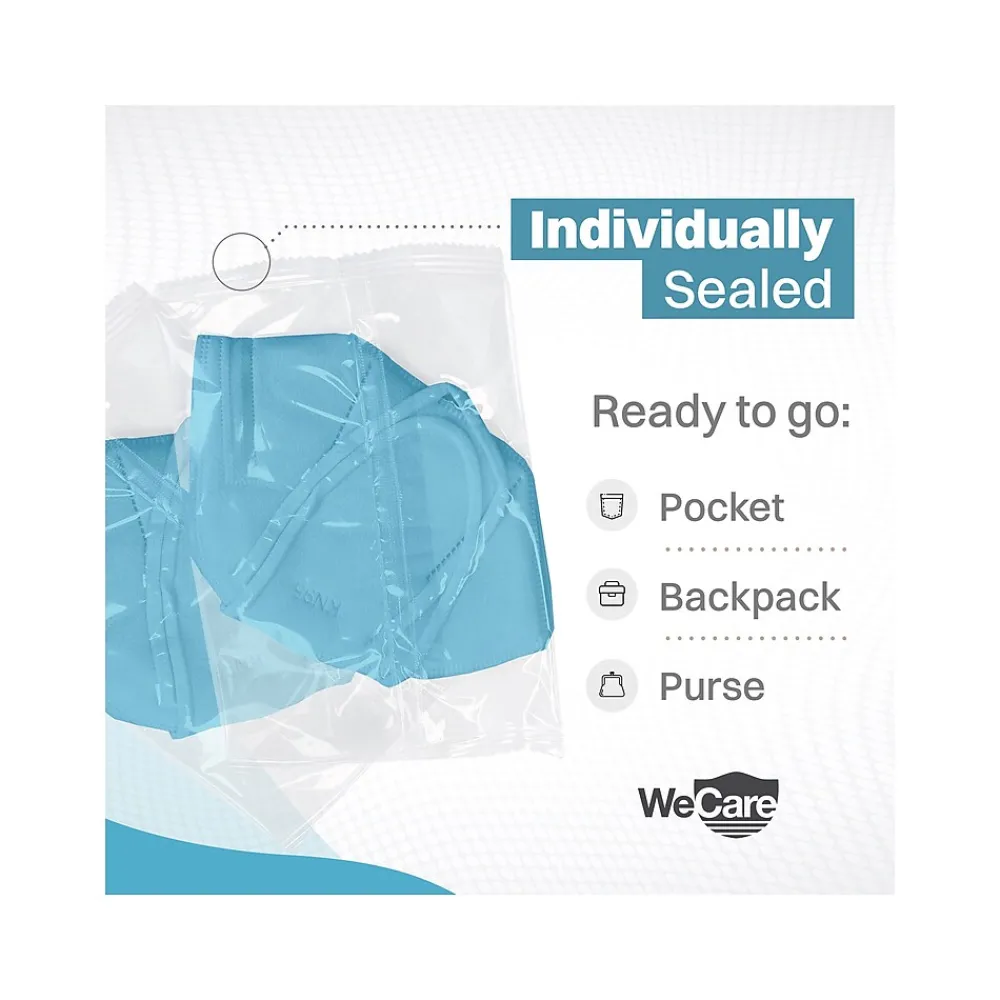 Disposable KN95 Face Mask, Adult, Blue, 20 Masks/Box, 50 Boxes/Pack (TBN203230)<WeCare Discount