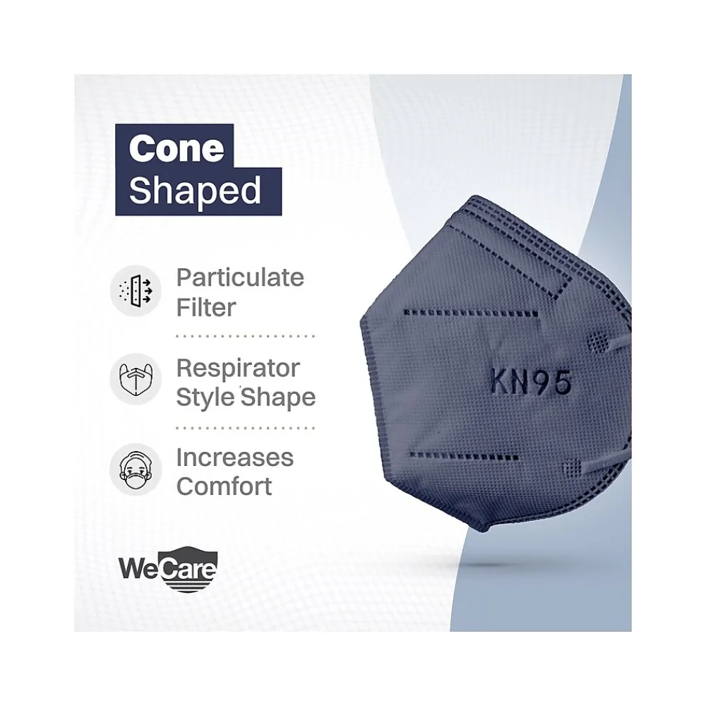 Disposable KN95 Face Mask, Adult, Navy, 20 Masks/Box, 3 Boxes/Pack (TBN203228)<WeCare Online