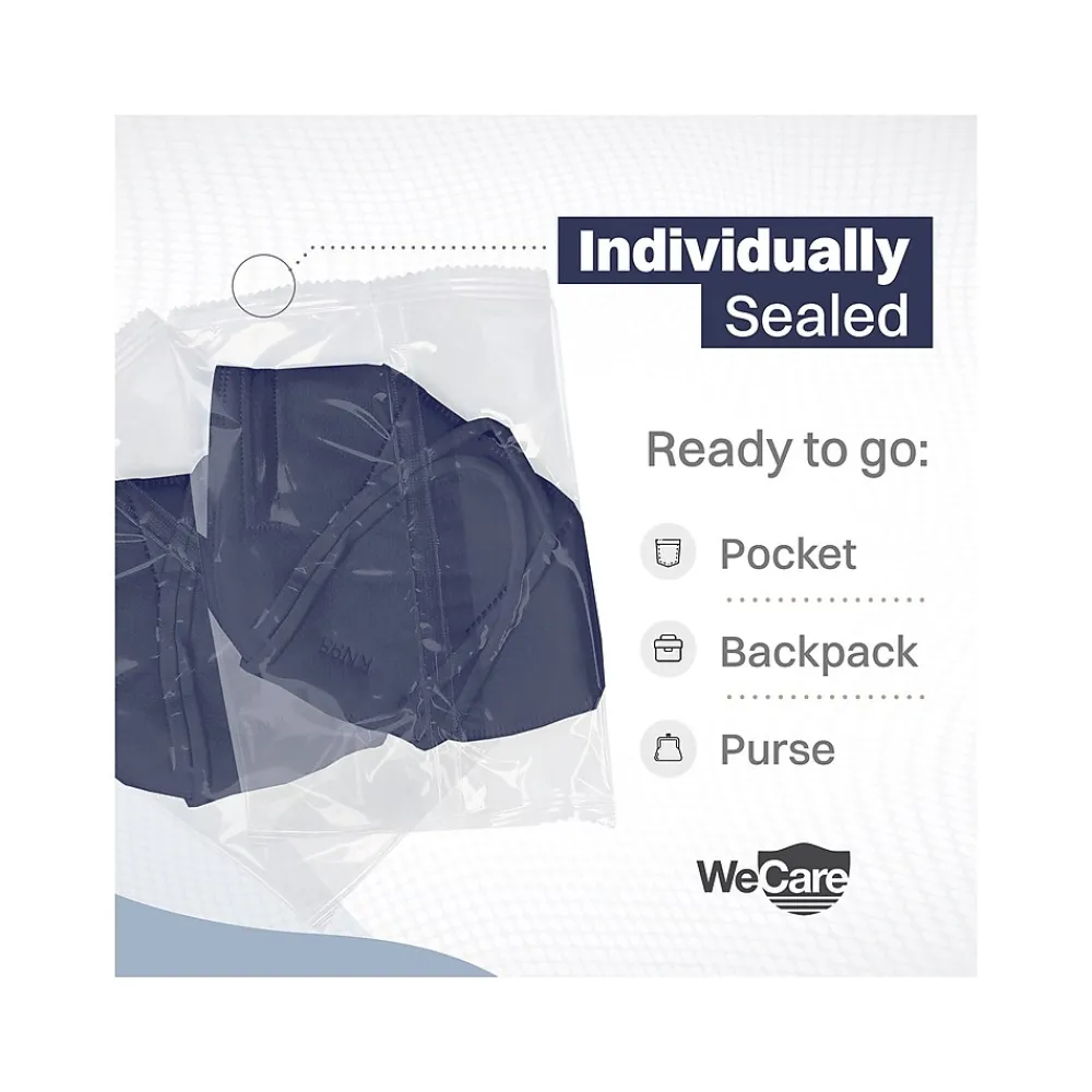 Disposable KN95 Face Mask, Adult, Navy, 20 Masks/Box, 3 Boxes/Pack (TBN203228)<WeCare Online