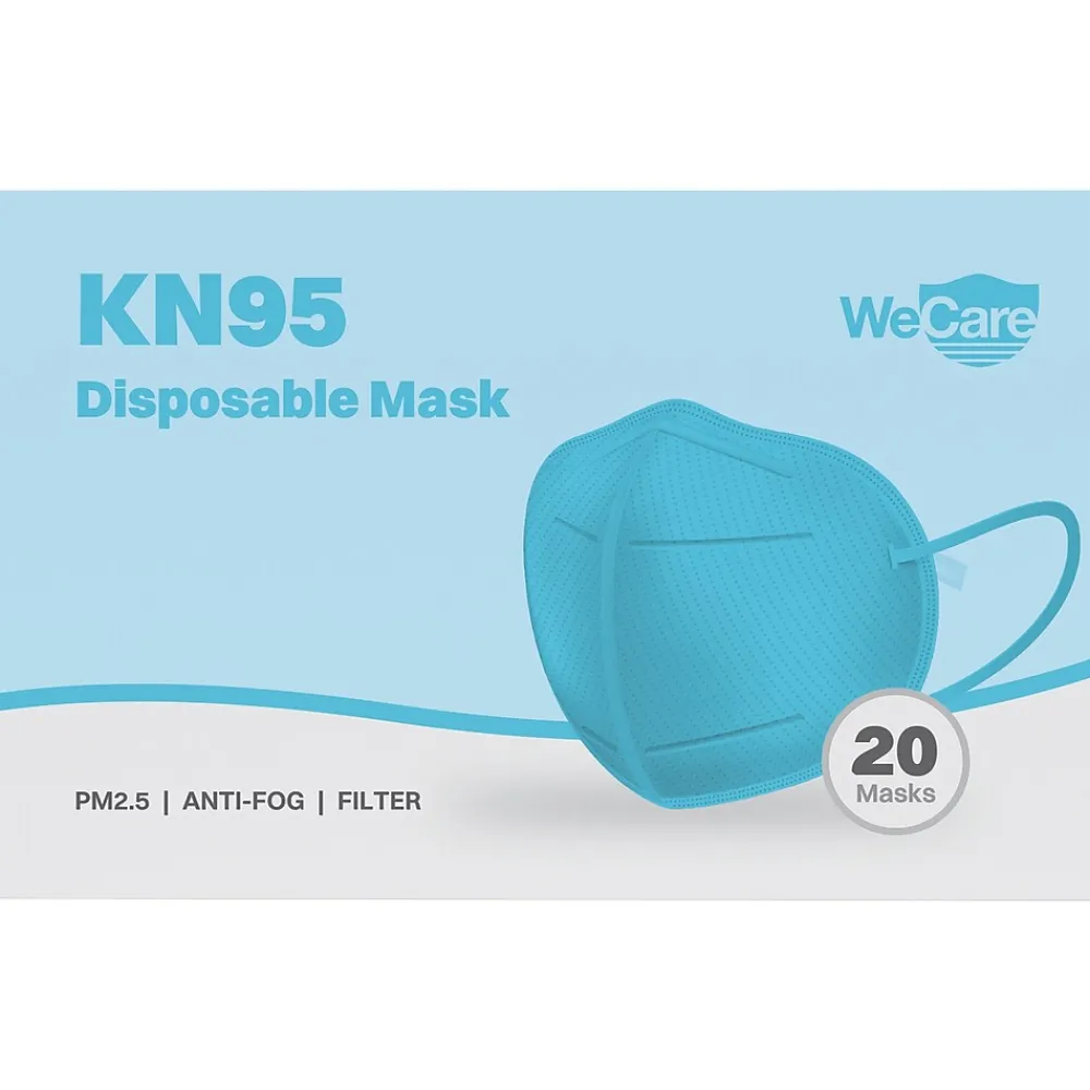 Disposable KN95 Face Mask, Adult, Blue, 20/Pack (WCKN97)<WeCare Sale