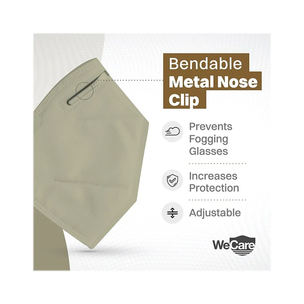 WeCare Earth Tones Disposable KN95 Fabric Face Masks, One Size, Assorted Colors, 20/Pack, 50 Packs/Carton (TBN203262)