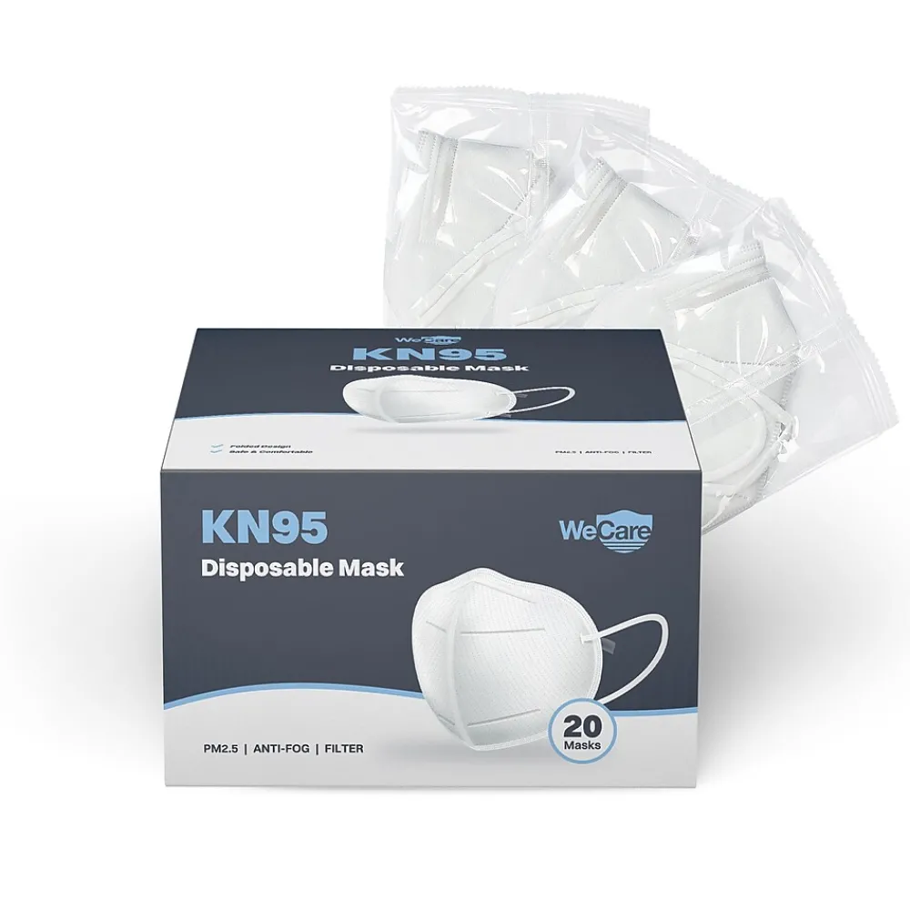 WeCare KN95 Disposable Face Mask, Adult, White, 20/Pack (WMN100002)