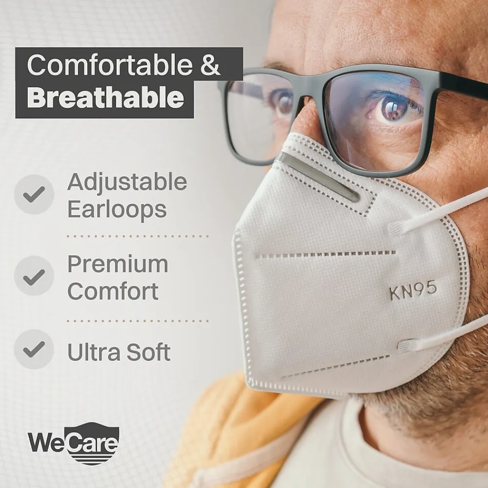WeCare KN95 Disposable Face Mask, Adult, White, 20/Pack (WMN100002)