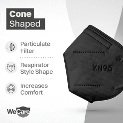 KN95 Disposable Face Mask, Adult, Black, 20 Masks/Box, 3 Boxes/Pack (TBN202934)<WeCare Hot