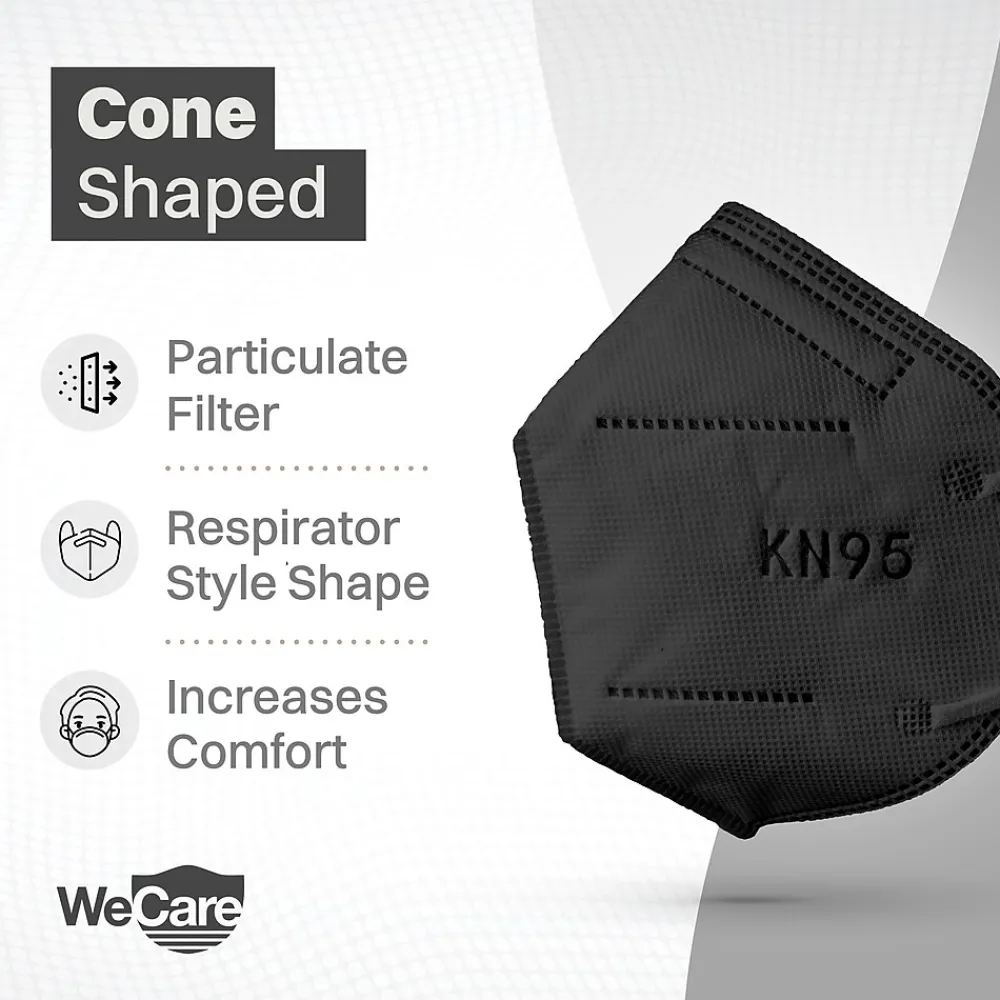KN95 Disposable Face Mask, Adult, Black, 20 Masks/Box, 3 Boxes/Pack (TBN202934)<WeCare Hot