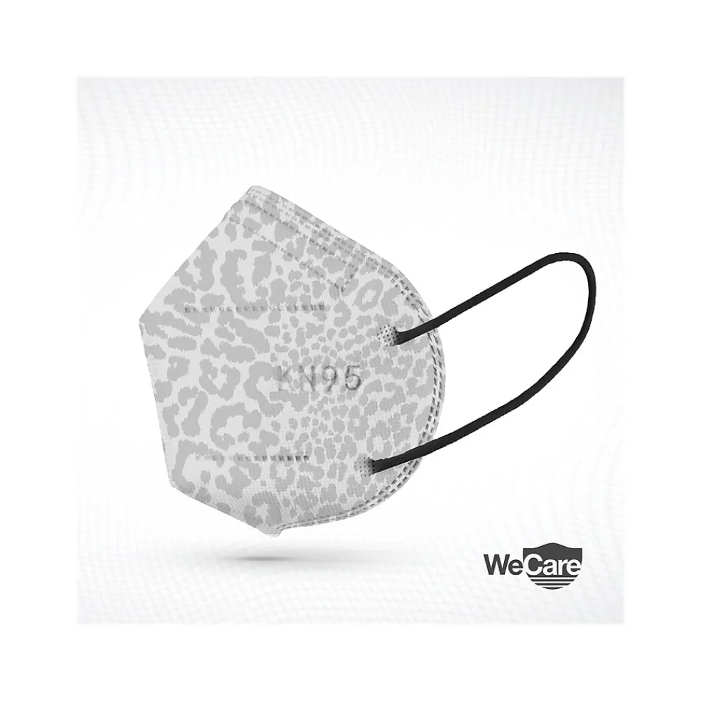 WeCare Leopard Print Disposable KN95 Fabric Face Masks, One Size, Assorted Colors, 20/Pack (WMN100121)