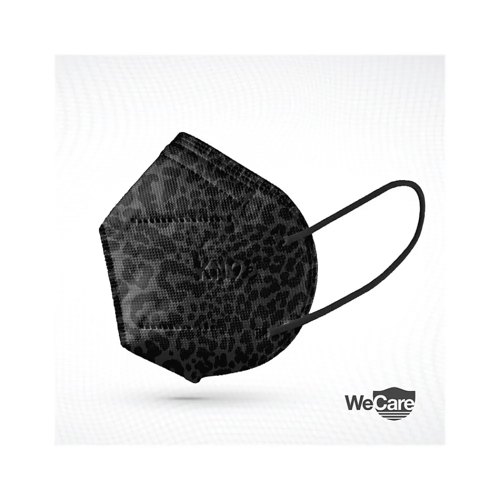 WeCare Leopard Print Disposable KN95 Fabric Face Masks, One Size, Assorted Colors, 20/Pack (WMN100121)