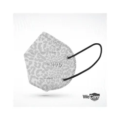 WeCare Leopard Print Disposable KN95 Fabric Face Masks, One Size, Assorted Colors, 20/Pack, 50 Packs/Carton (TBN203260)